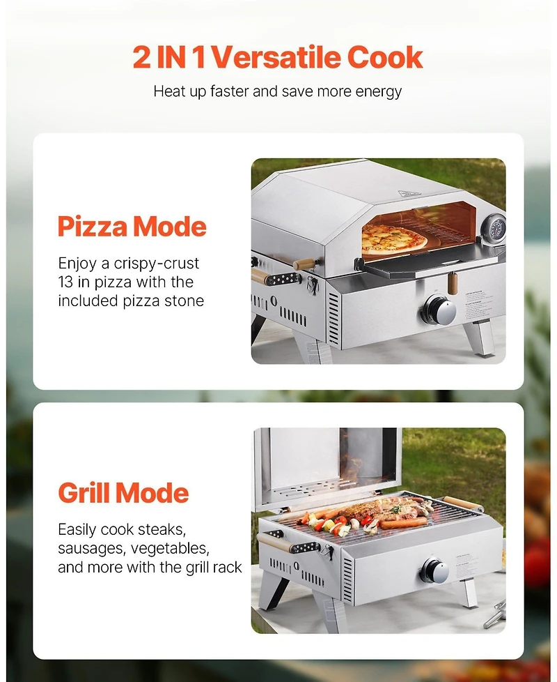 Cozito Outdoor Gas Pizza Oven, 13 inches Pizza Maker with Cordierite Stone