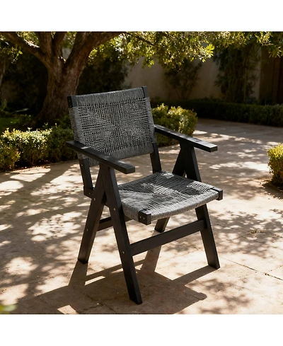 Clihome 1 Piece Hips Sturdy Outdoor Dining Chair, Patio Chair with Woven Seat and Ergonomic Arms