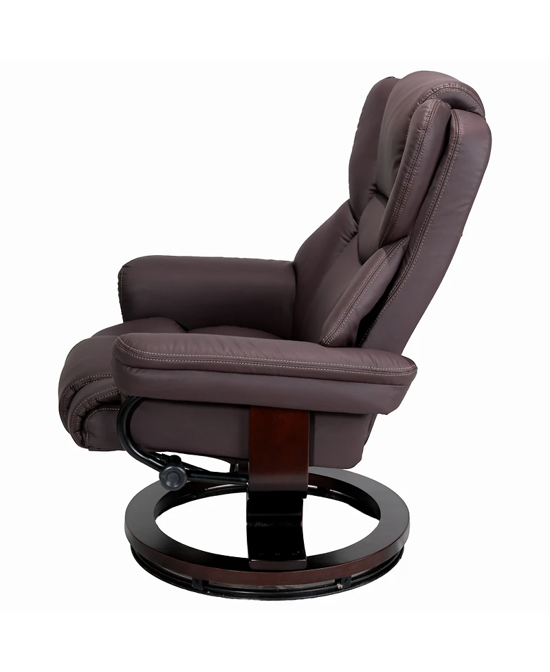Streamdale Furniture 8 Point Heated Massage Recliner with Ottoman and Bent Wood Base