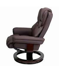 Streamdale Furniture 8 Point Heated Massage Recliner with Ottoman and Bent Wood Base
