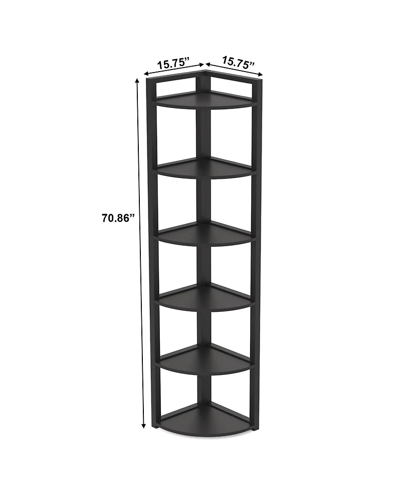 Slickblue Modern 6 Tier Corner Bookcase with Open Display Shelves