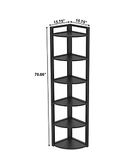Slickblue Modern 6 Tier Corner Bookcase with Open Display Shelves