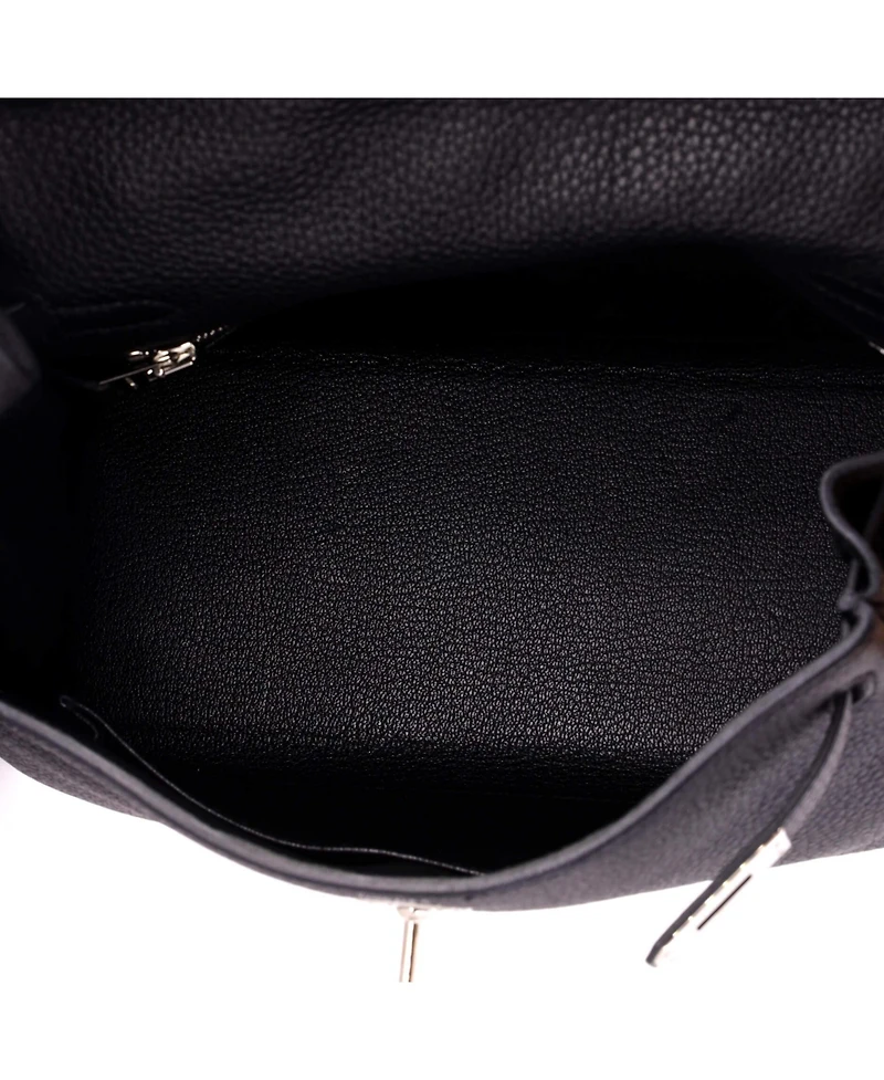Pre-Owned HERMES Kelly 25 Handbag Black Togo with Palladium Hardware