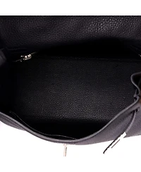 Pre-Owned HERMES Kelly 25 Handbag Black Togo with Palladium Hardware
