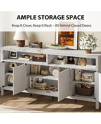 gaomon Sideboard Buffet Cabinet with Storage,65" Fluted Cabinet with 4 Doors, Long Buffet Cabinet, Sideboard Storage Cabinet for Kitchen,Living Room