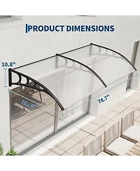 gaomon 40inchx80inches Window Awning Canopy Exterior, Polycarbonate Cover, for Door Entrance, Clear