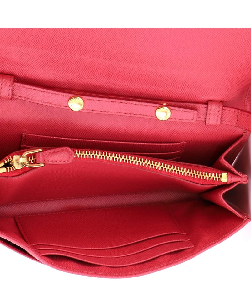 Pre-Owned Prada Small Wallet on Strap Saffiano Leather