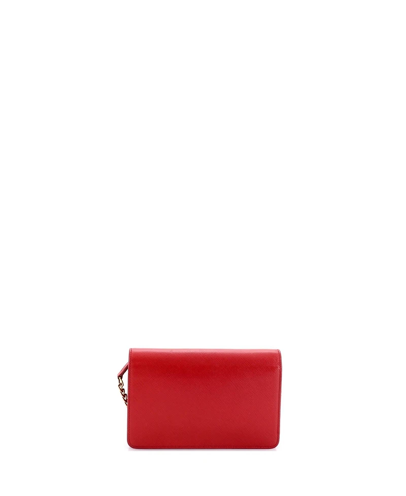 Pre-Owned Prada Chain Wallet Crossbody Saffiano Leather