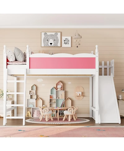 Streamdale Furniture Loft Bed with Storage, Wardrobe, Slide, and Ladder