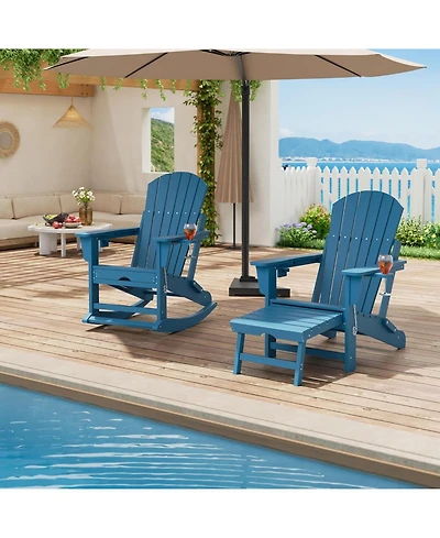 gaomon Set of 2 Rocking Adirondack Chairs, Folding Adirondack Rocking Chair with Footrest