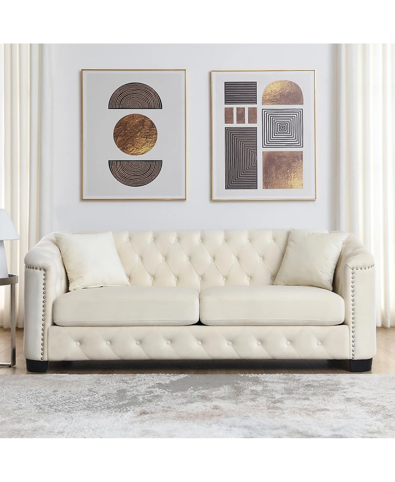 Streamdale Furniture Modern Chesterfield Velvet Sofa, Tufted