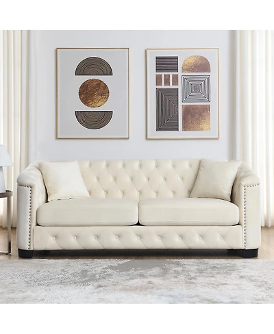 Streamdale Furniture Modern Chesterfield Velvet Sofa, Tufted
