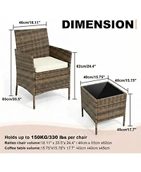 gaomon 3-Piece Wicker Bistro Set with Glass Table