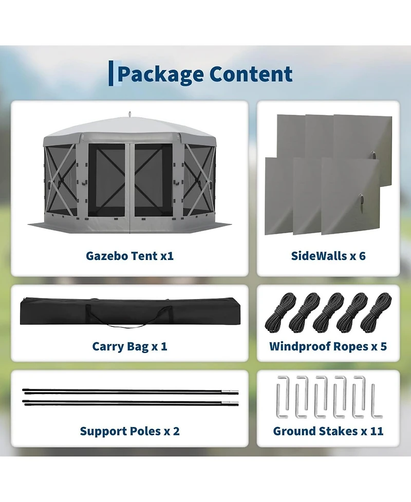 gaomon 13Feet Collapsible Gazebo Tent With 6 Removable Wind Panels For Outdoor Events, Camping, Patio, Backyard