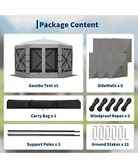 gaomon 13Feet Collapsible Gazebo Tent With 6 Removable Wind Panels For Outdoor Events, Camping, Patio, Backyard
