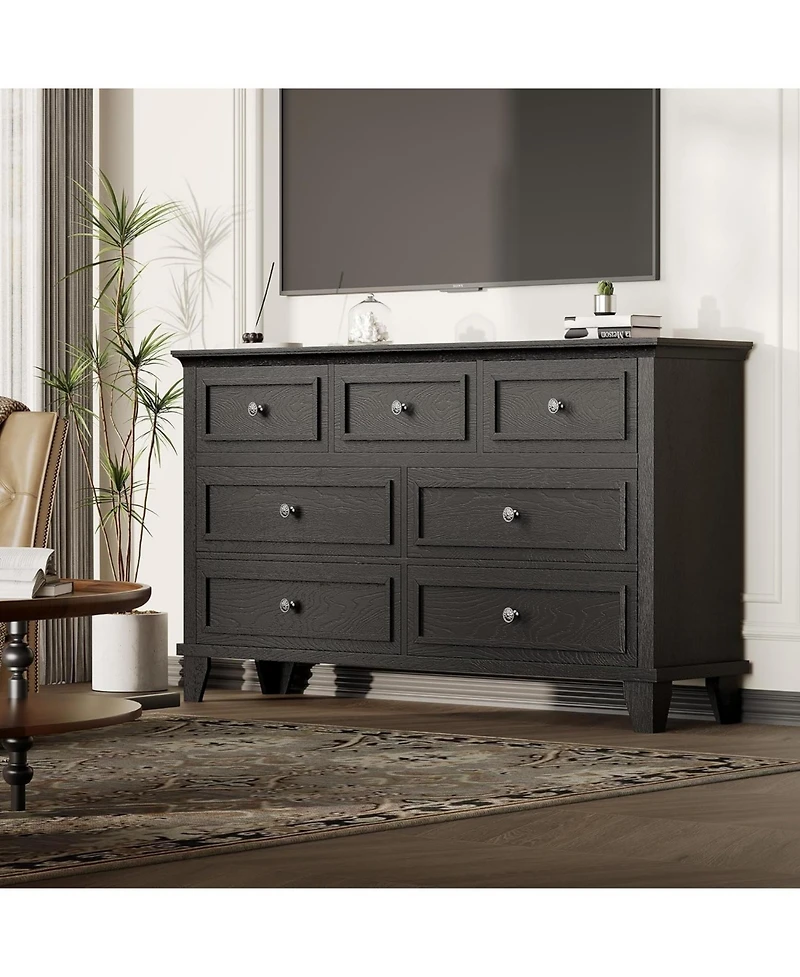 gaomon 7-Drawer Dresser for Bedroom, 47" Wide Chest of Drawers with Deep Storage, Metal Handles and Thickened Desktop