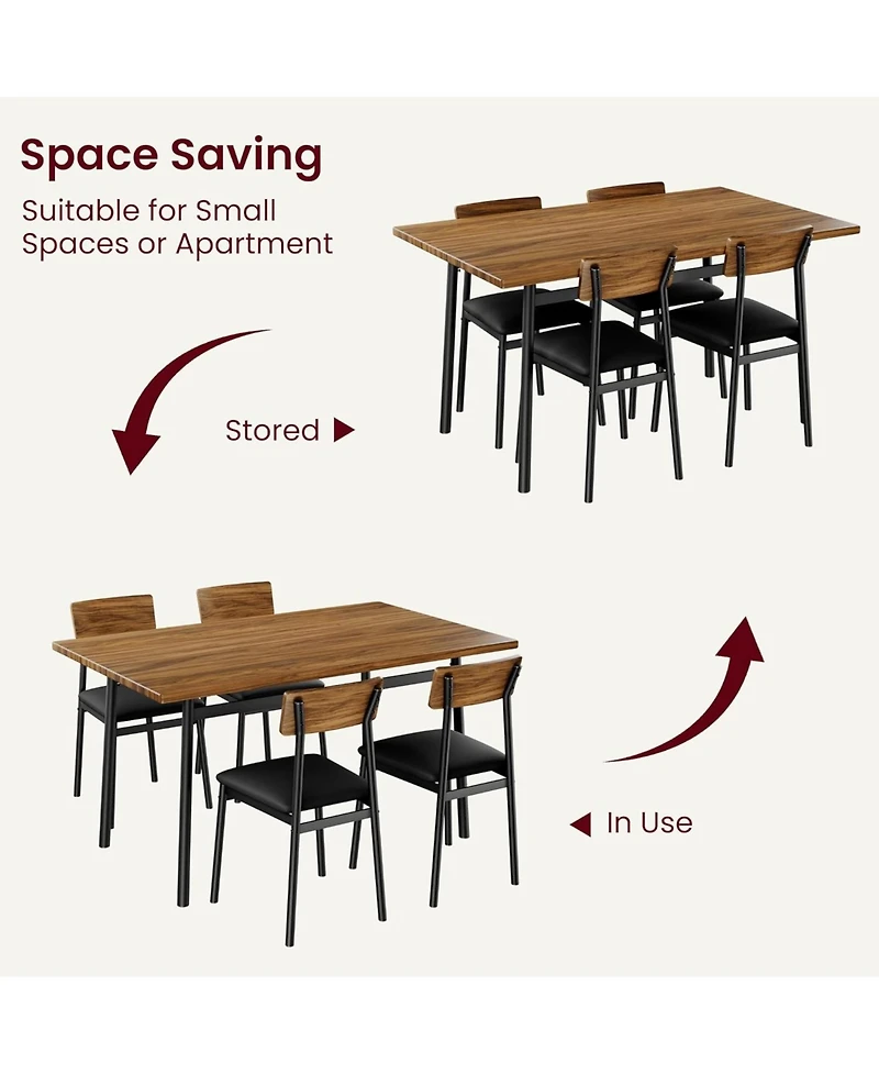 gaomon Kitchen Dining Table and Chairs Set for 4 with Upholstered Pu Cushioned Chairs