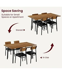 gaomon Kitchen Dining Table and Chairs Set for 4 with Upholstered Pu Cushioned Chairs