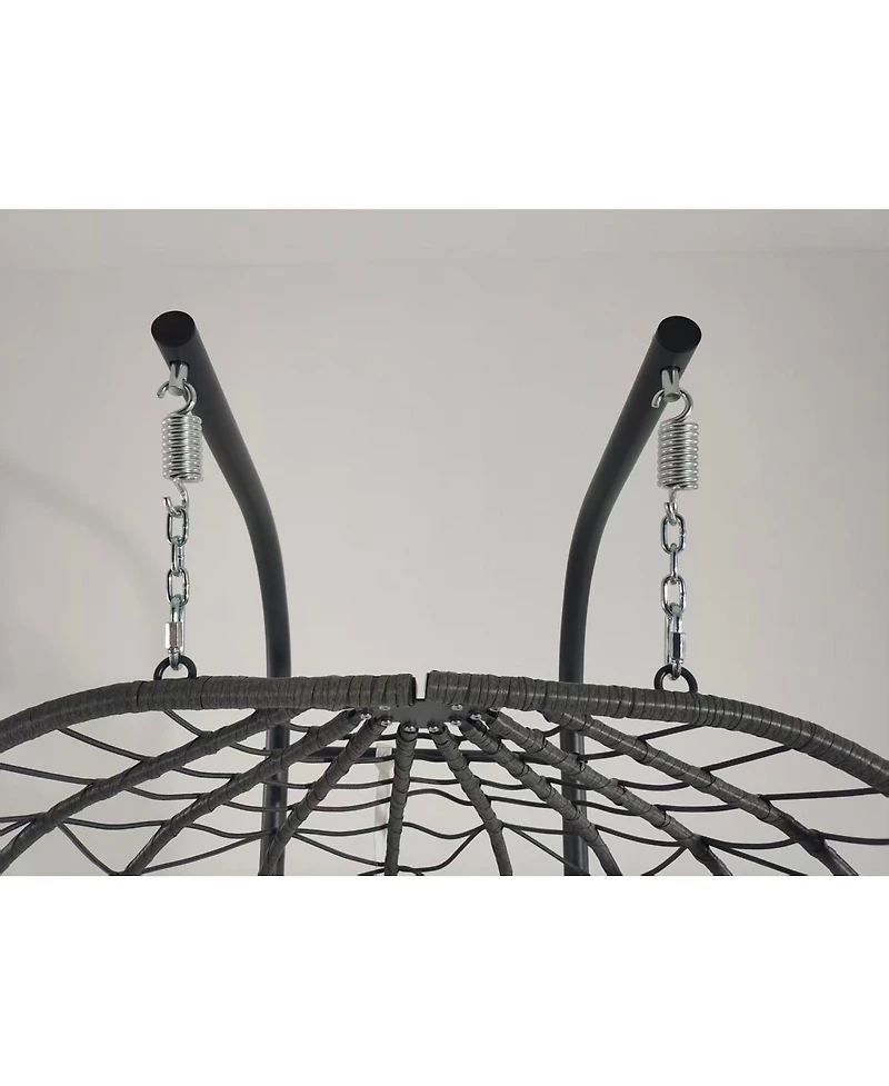 Streamdale Furniture 2-Person Wicker Hanging Egg Chair with Stand for Indoor and Outdoor Use