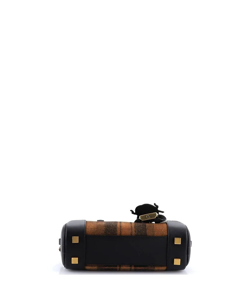Pre-Owned Loewe 23 Amazona Cropped Bag Tartan Suede and Leather