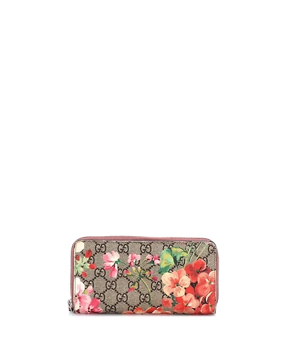Pre-Owned Gucci Zip Around Wallet Blooms Print Gg Coated Canvas