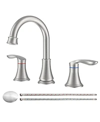 Phying 2-Handle 8 inch Widespread Bathroom Sink Faucet Brushed Nickel Lavatory Faucet 3 Hole 360degree(s) Swivel Spout Vanity Sink Basin Faucets