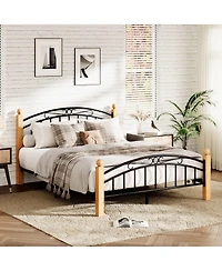 homfan Bed Frame with Headboard and Footboard, Classic Metal Platform Bed Frame Under Storage, Steel Slats, No Box Spring Needed