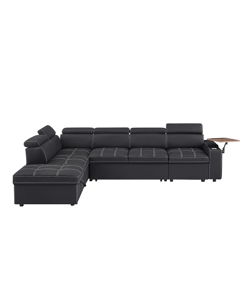 Streamdale Furniture Fabric Sectional Sofa with Storage Ottoman