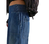 Free People Women's Mid-Rise Wide-Leg Utility Jeans