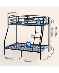 homfan Heavy Duty Space-Saving Metal Bunk Bed, Smooth Rounded Edges, Secure Ladder and Guardrail, Ideas for Dorms Small Bedrooms