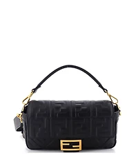 Pre-Owned Fendi Medium Baguette Nm Bag Zucca Embossed Leather