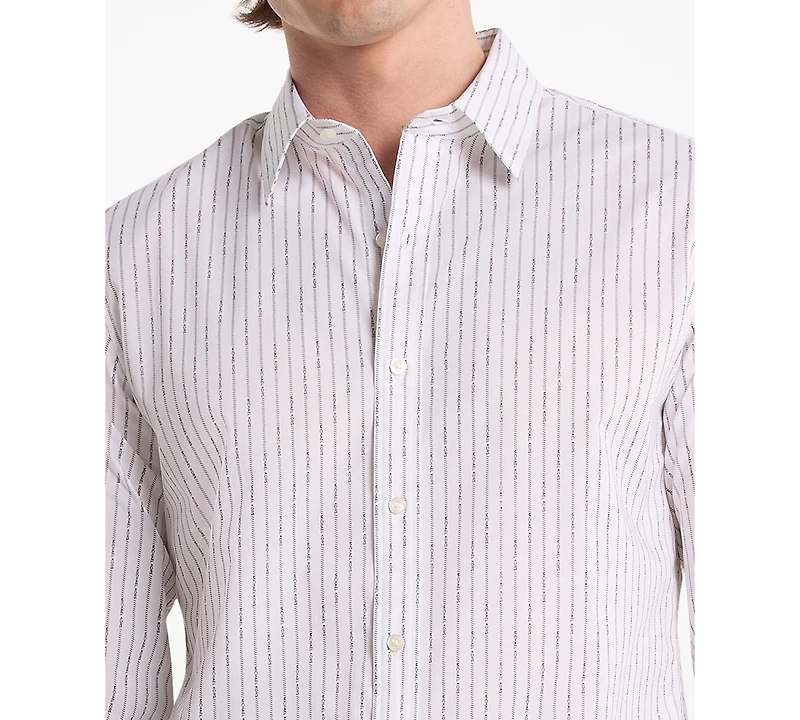 Michael Kors Men's Logo Lettering Pinstripe Long-Sleeve Shirt