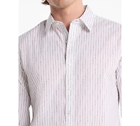 Michael Kors Men's Logo Lettering Pinstripe Long-Sleeve Shirt
