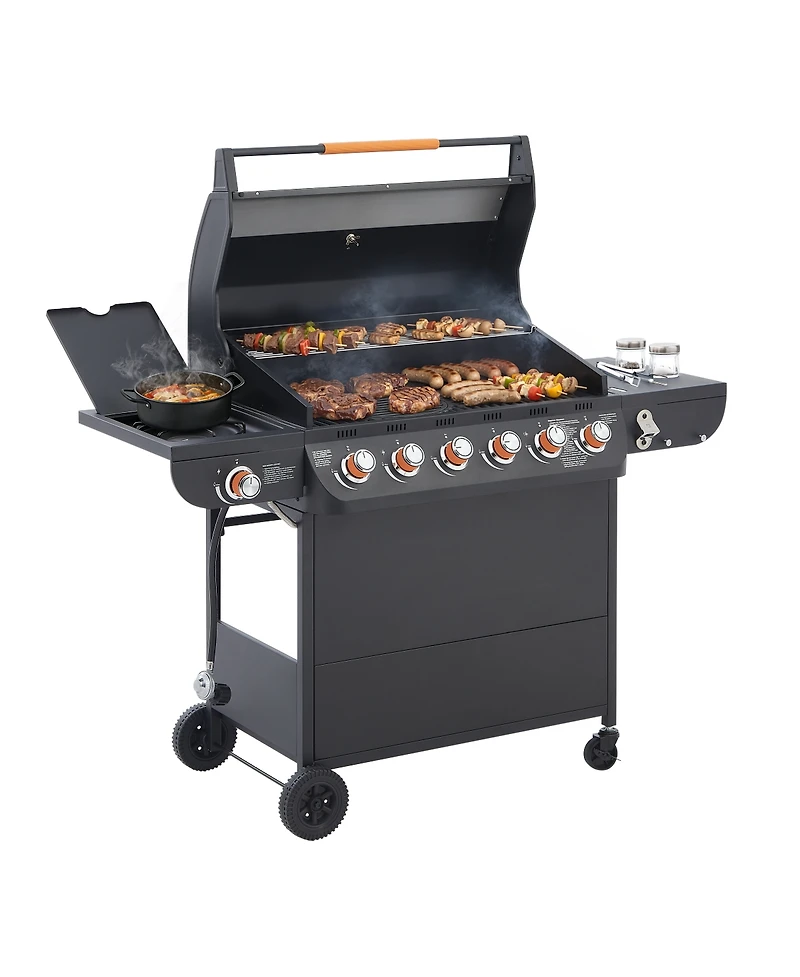 Streamdale Furniture 6-Burner Stainless Steel Propane Gas Bbq Grill with Side Burner