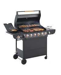 Streamdale Furniture 6-Burner Stainless Steel Propane Gas Bbq Grill with Side Burner