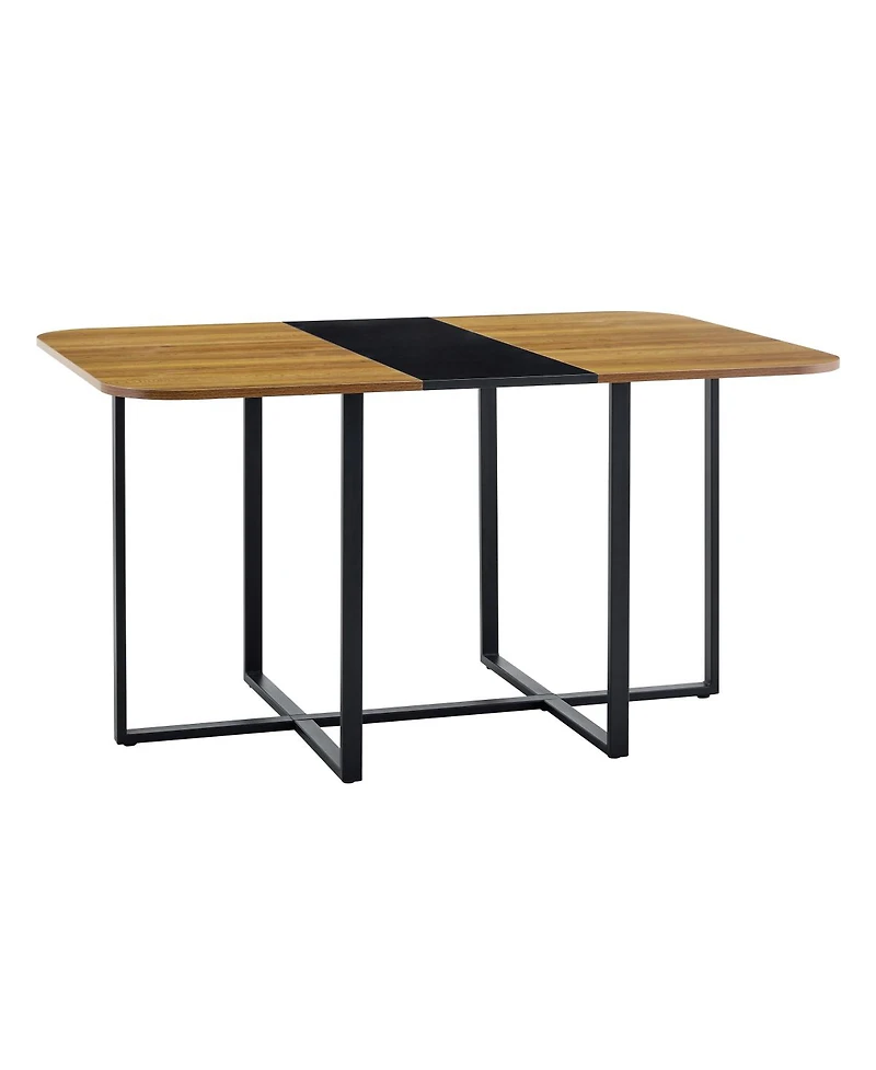 Streamdale Furniture 7 Piece Dining Table Set for 6 with Faux Leather Chairs