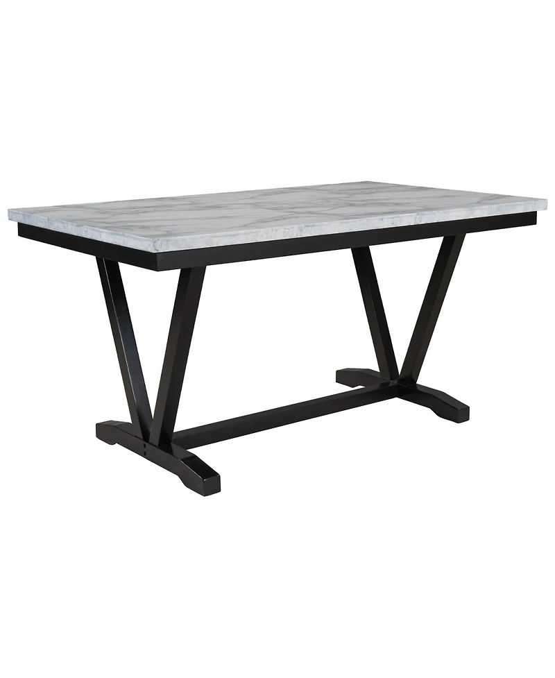 Streamdale Furniture 6 Piece Modern Dining Set with Marble Veneer Table and Bench