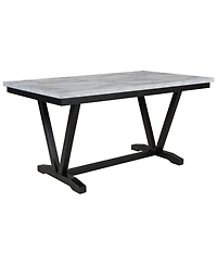Streamdale Furniture 6 Piece Modern Dining Set with Marble Veneer Table and Bench