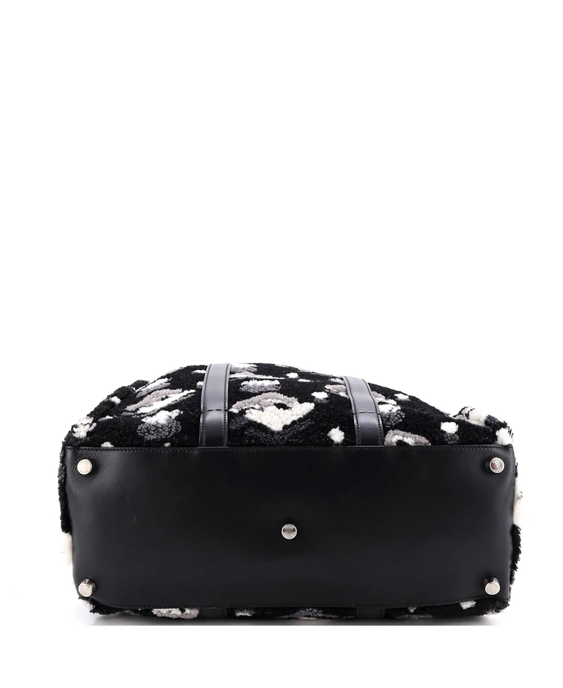 Pre-Owned Fendi Large Convertible Shopping Tote Printed Shearling