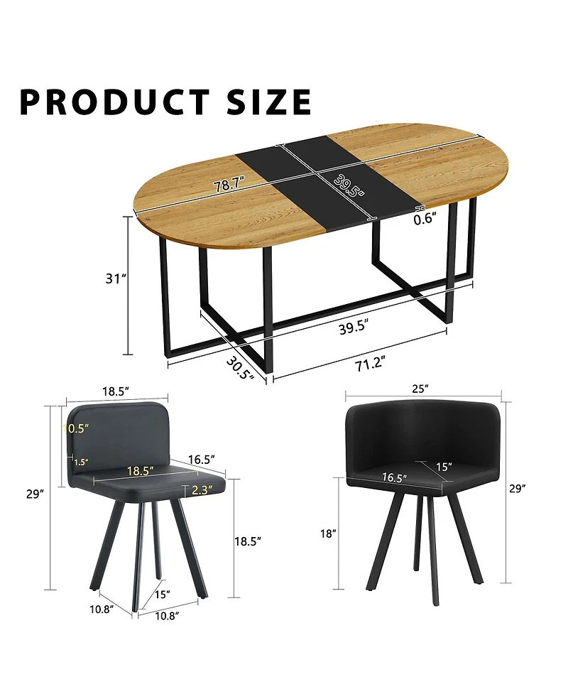 Streamdale Furniture 9 Piece Oval Dining Table Set with 8 Pu Leather Chairs