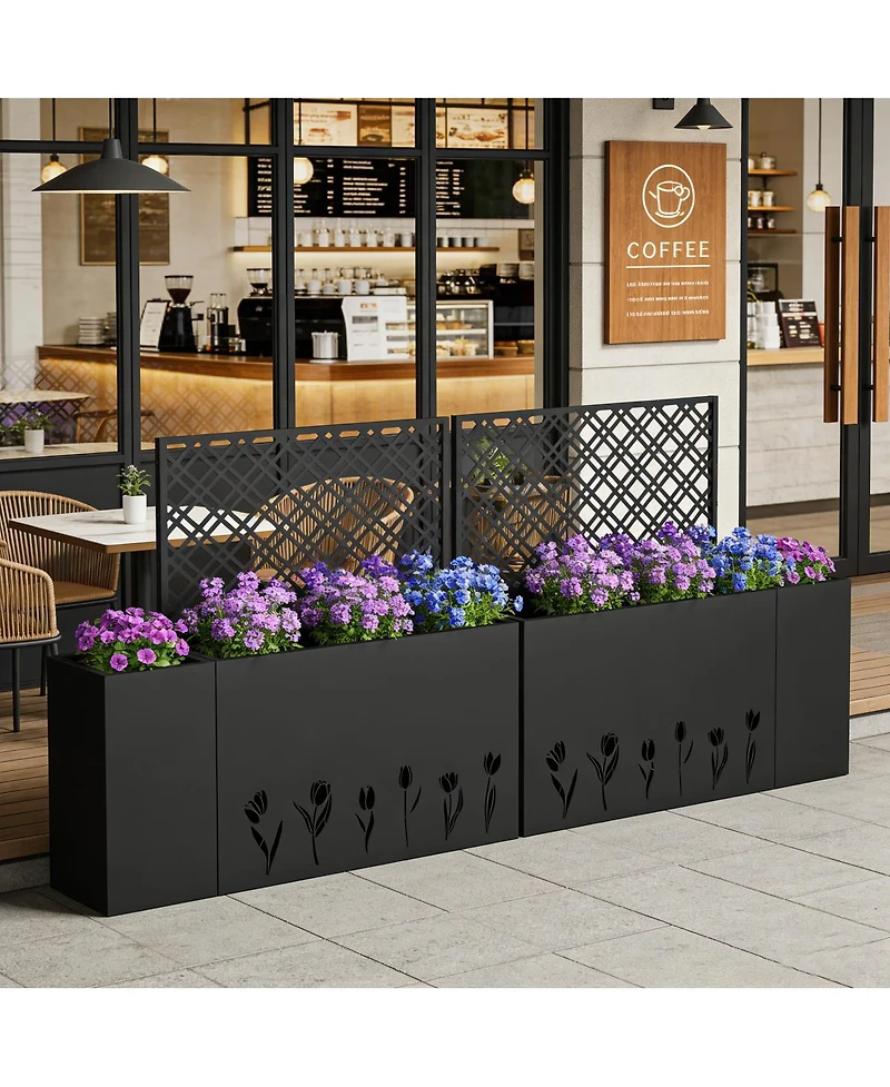 Streamdale Furniture 2-Piece Metal Raised Garden Bed with Trellis, 23.6 inch Depth