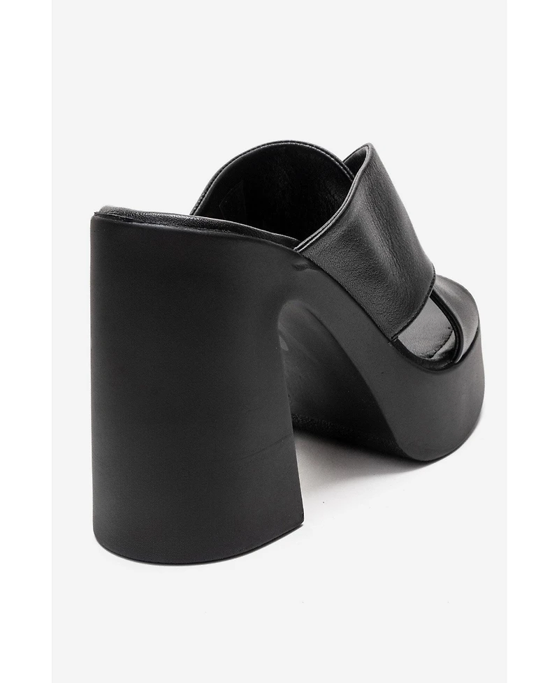 Forever & Always Shoes Women's Essenza Leather Platform Block Heel Sandal