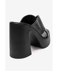Forever & Always Shoes Women's Essenza Leather Platform Block Heel Sandal