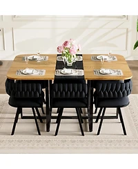 Streamdale Furniture 7 Piece Two Tone Rectangular Dining Set with 6 Velvet Chairs