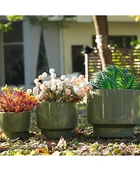 Streamdale Furniture Handmade Solid Glaze Ceramic Planter Set (15/12/9 Inch)