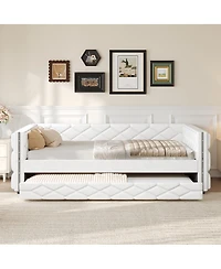 Streamdale Furniture Upholstered Daybed with Trundle and Led