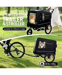 Streamdale Furniture Extra Large 2 in 1 Pet Bike Trailer and Stroller Holds Up to 88 lbs