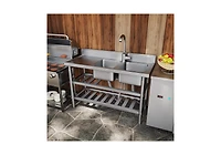 Aecojoy Stainless Steel Utility Sink, Freestanding Outdoor Sink Station with Hose Hookup