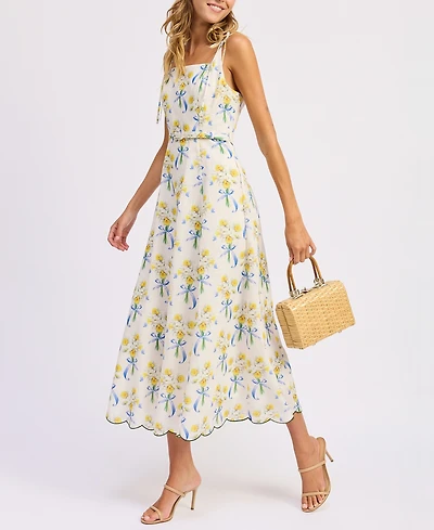 En Saison Women's Audery Belted Tie-Shoulder Dress