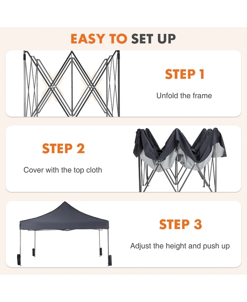 Yiortwo 10x10 Pop Up Canopy Tent Outdoor Instant Shade Portable Shelter